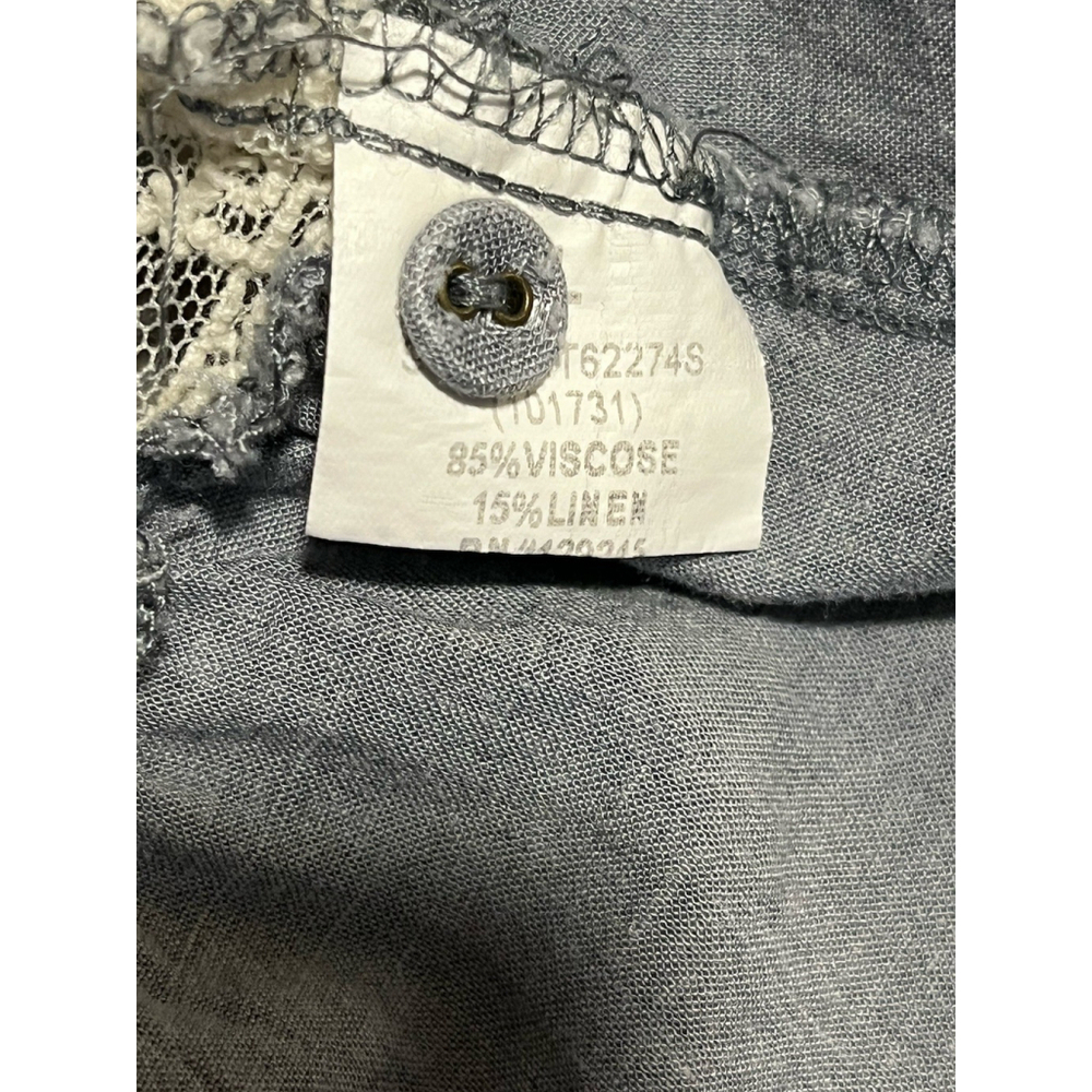 Comme Toi Anthropologie Peasant Blouse Large Blue Linen - Picture 7 of 8